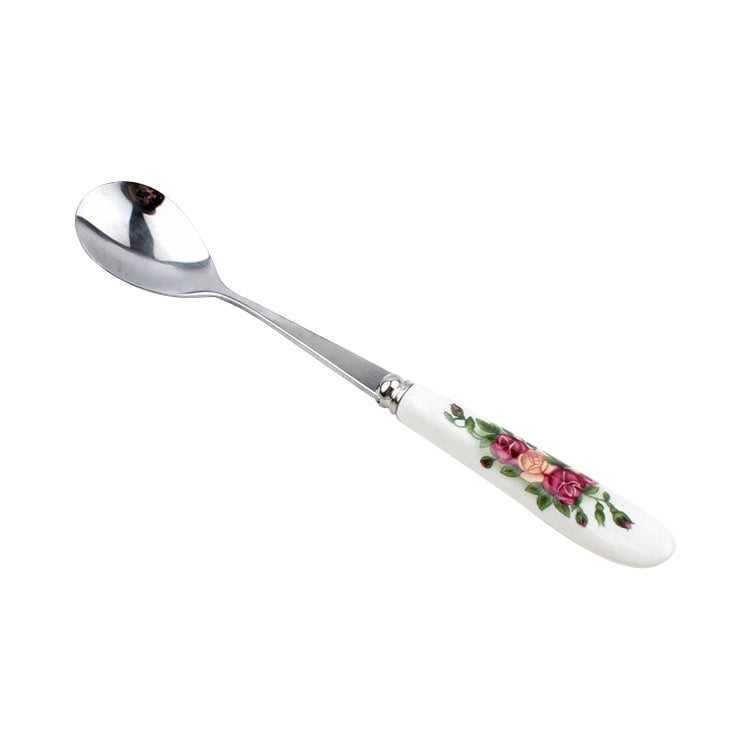 Edelstahl-Löffel- und Gabel-Set mit Keramikgriff