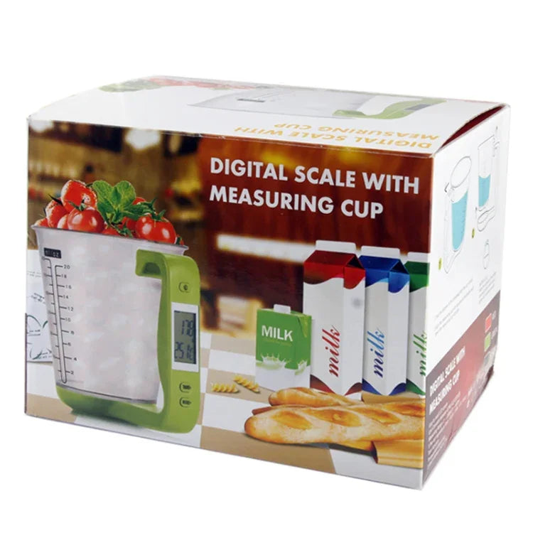 Digitale Waage mit Messbecher / Thermometer, Grün