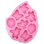 8-in-1 Insekt Schmetterling Libelle Käfer geformte Silikon-Kuchenform, 8 In 1 (Pink)