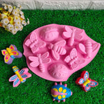 8-in-1 Insekt Schmetterling Libelle Käfer geformte Silikon-Kuchenform, 8 In 1 (Pink)