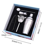5-in-1-Edelstahl-Shaker-Set Klassik, Fassungsvermögen: 550ml (Shaker + Jigger + Barsieb + Eiswürfelzange + Rührstab), 5-in-1-Shaker-Set