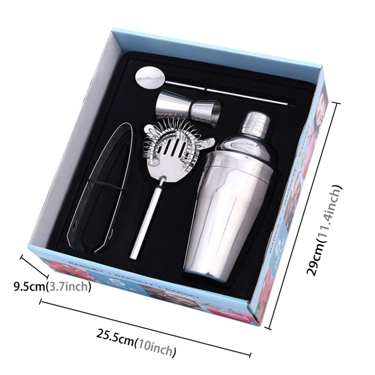 5-in-1-Edelstahl-Shaker-Set Klassik, Fassungsvermögen: 550ml (Shaker + Jigger + Barsieb + Eiswürfelzange + Rührstab), 5-in-1-Shaker-Set