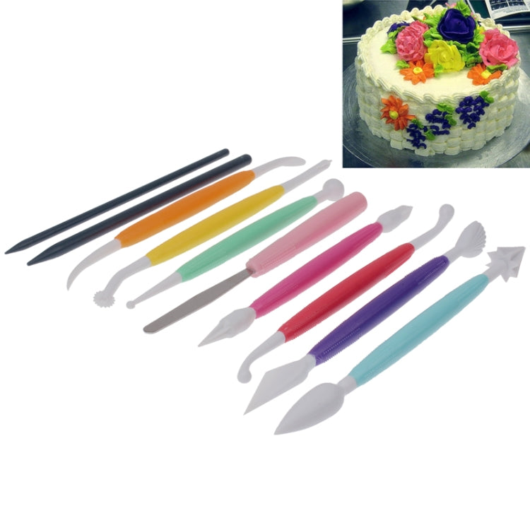 10-in-1 Buntes Kuchenmodellierwerkzeug-Set, 10 Teile in verschiedenen Farben