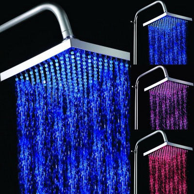 Quadratischer Temperatursensor 3-Farben (Blau / Pink / Rot) LED Duschkopf, SDH-B1