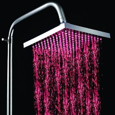 Quadratischer Temperatursensor 3-Farben (Blau / Pink / Rot) LED Duschkopf, SDH-B1