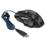 7 Tasten mit Scrollrad, 5000 DPI, LED-Beleuchtung, kabelgebundene optische Gaming-Maus für Computer, PC und Laptop, X7 7 Tasten (Schwarz)