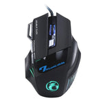 7 Tasten mit Scrollrad, 5000 DPI, LED-Beleuchtung, kabelgebundene optische Gaming-Maus für Computer, PC und Laptop, X7 7 Tasten (Schwarz)