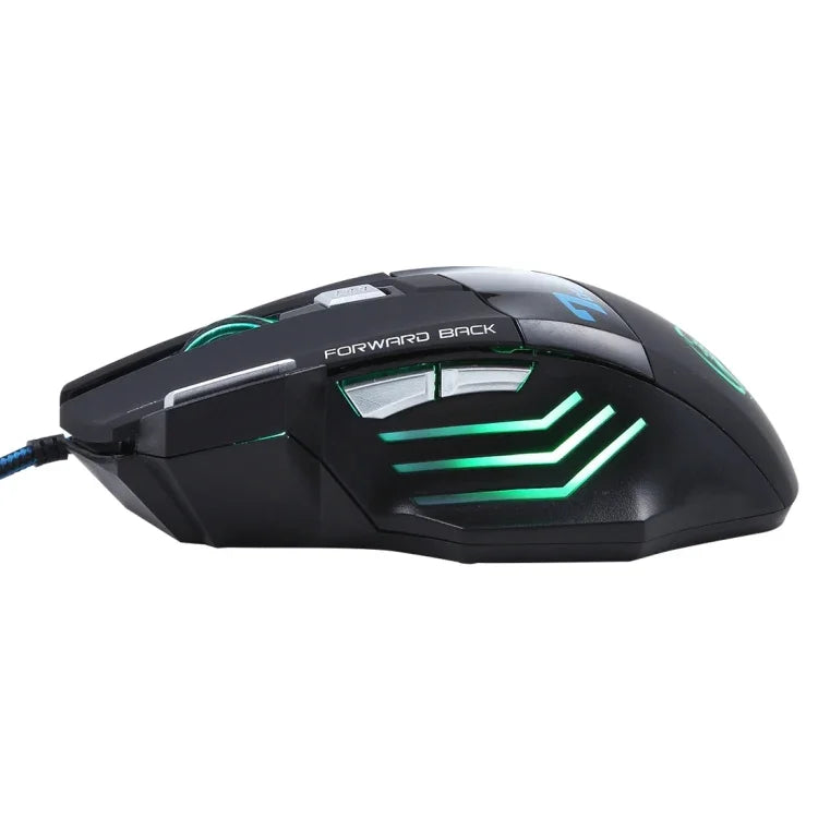 7 Tasten mit Scrollrad, 5000 DPI, LED-Beleuchtung, kabelgebundene optische Gaming-Maus für Computer, PC und Laptop, X7 7 Tasten (Schwarz)
