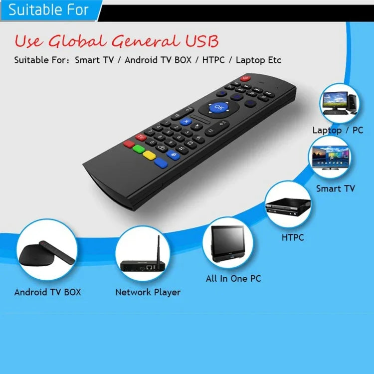 MX3 Air Mouse Kabellose 2,4-GHz-Fernbedienungstastatur mit Browser-Shortcuts für Android TV Box / Mini-PC, Air Mouse
