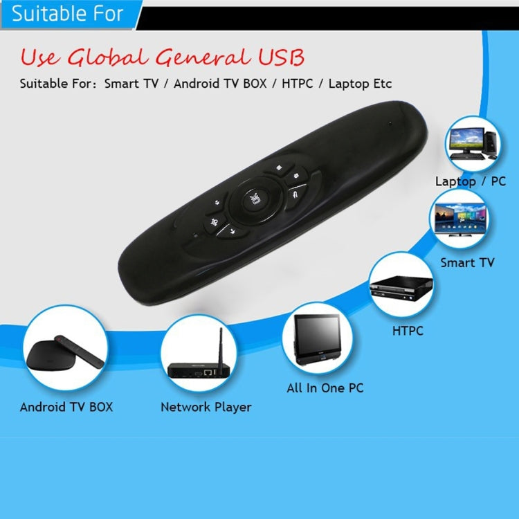 C120 T10 Fly Air Maus 2,4GHz Wiederaufladbare kabellose Tastatur Fernbedienung für Android TV Box / PC, kabellose Tastatur