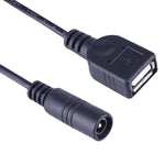 5,5 x 2,1 mm DC-Buchse zu USB AF DC-Stecker Stromanschlusskabel für Laptop-Adapter, Länge: 15 cm, USB AF