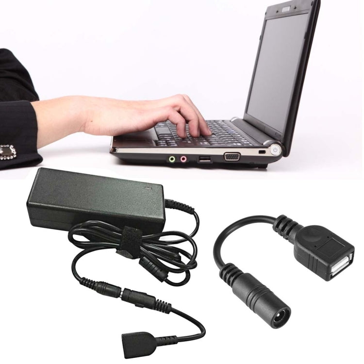 5,5 x 2,1 mm DC-Buchse zu USB AF DC-Stecker Stromanschlusskabel für Laptop-Adapter, Länge: 15 cm, USB AF