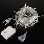 100-LED-Lichterkette mit Controller, Blink-, Überblendungs- und Verfolgungseffekt, 220 V AC, EU-Stecker, grünes Licht, weißes Licht, rotes Licht, oranges Licht, blaues Licht, pinkes Licht, lila Licht, gelbes Licht