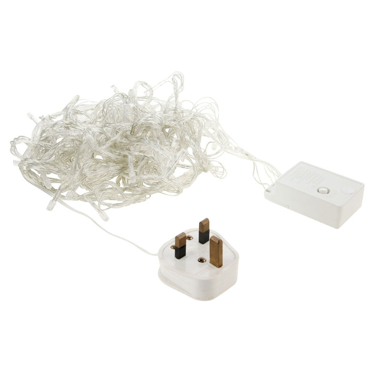 Für Weihnachtsfeier, 100 LED weiße Lichterkette, mit 8-Funktionen-Controller, 220V, UK-Stecker