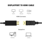 DisplayPort Stecker zu HDMI Stecker Kabel, Kabellänge: 1,8m, DP zu HDMI Stecker Schwarz