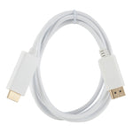 DisplayPort Stecker zu HDMI Stecker Adapterkabel, Länge: 1,8m, DP zu HDMI Stecker Weiß, DP zu HDMI Stecker (vergoldet)