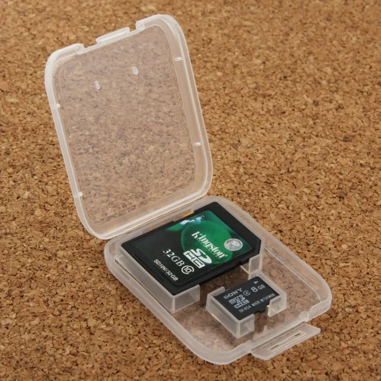 100 Stück transparente Aufbewahrungsboxen aus Kunststoff für SD-Karten + Micro-SD-Karten (TF-Karten), SD+TF-Karten