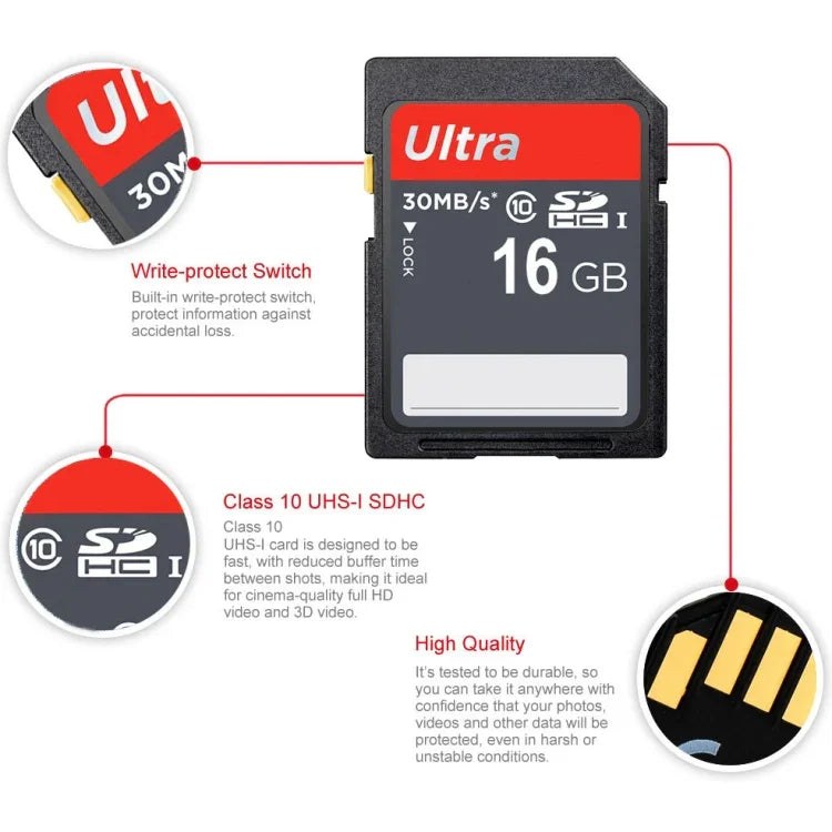 16 GB ultraschnelle SDHC-Kameraspeicherkarte der Klasse 10 (100 % tatsächliche Kapazität), 16 GB
