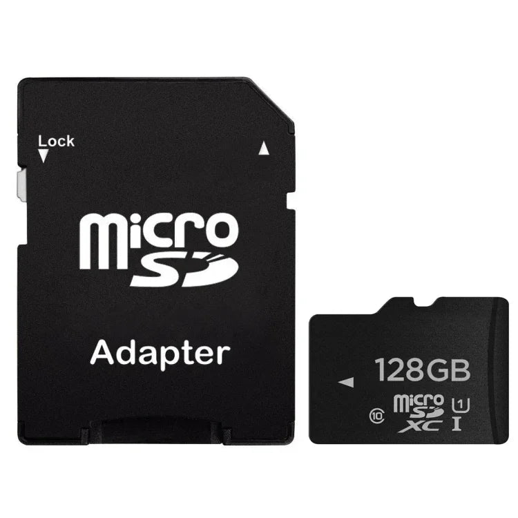 128 GB High-Speed-Micro-SD(TF)-Speicherkarte der Klasse 10 aus Taiwan, Schreibgeschwindigkeit: 8 MB/s, Lesegeschwindigkeit: 12 MB/s (100 % der tatsächlichen Kapazität), 128 GB ungeschützte Speicherkarte
