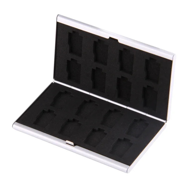 16-in-1-Speicherkarten-Schutzhülle für 16 TF-Karten (8 TF + 8 TF), Silber