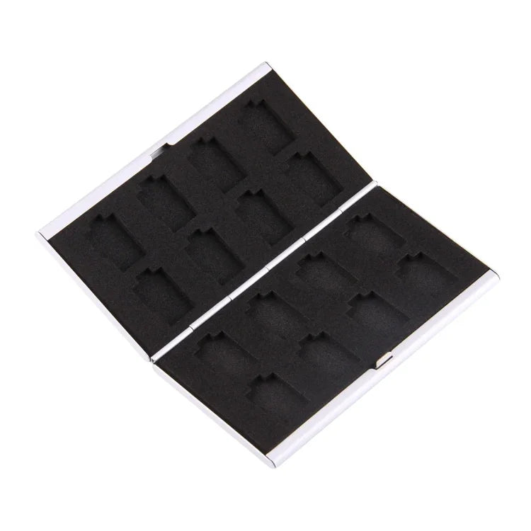 16-in-1-Speicherkarten-Schutzhülle für 16 TF-Karten (8 TF + 8 TF), Silber