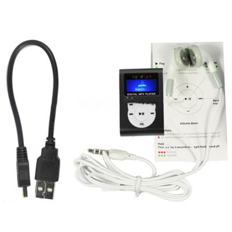 TF / Micro SD-Kartensteckplatz MP3-Player mit LCD-Bildschirm, Metallclip, mit LCD-Bildschirm
