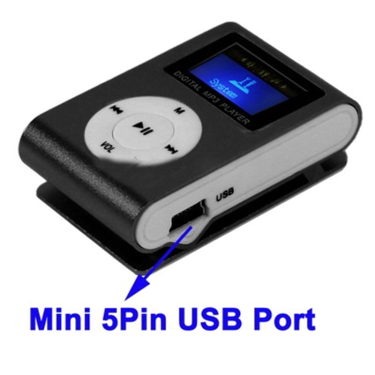 TF / Micro SD-Kartensteckplatz MP3-Player mit LCD-Bildschirm, Metallclip, mit LCD-Bildschirm