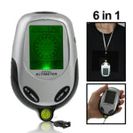 6 in 1 (Höhenmesser, Barometer, Kompass, Thermometer, Uhrzeit & Kalender) Multifunktions-Digitalkompass, 6 in 1