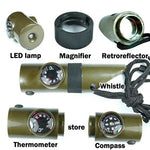7 in 1 (Überlebenspfeife / Kompass / Thermometer / LED-Licht / Lupe / Retroreflektor / Schnur), 7 in 1 Überlebenspfeife