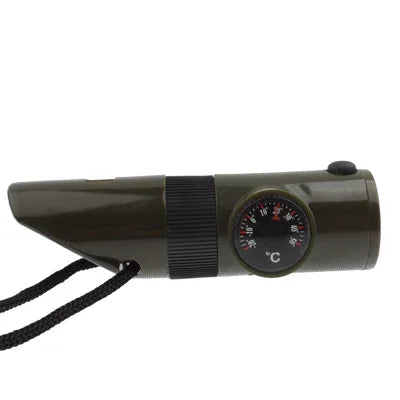 7 in 1 (Überlebenspfeife / Kompass / Thermometer / LED-Licht / Lupe / Retroreflektor / Schnur), 7 in 1 Überlebenspfeife
