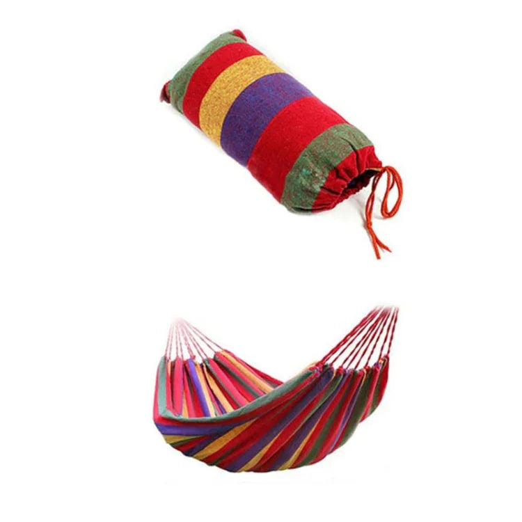 Gestreifte Einzel-Hängematte aus Leinen für Camping im Freien, Größe: 185 cm x 80 cm, 185 cm x 80 cm (Rot), 260 cm x 100 cm (Blau)