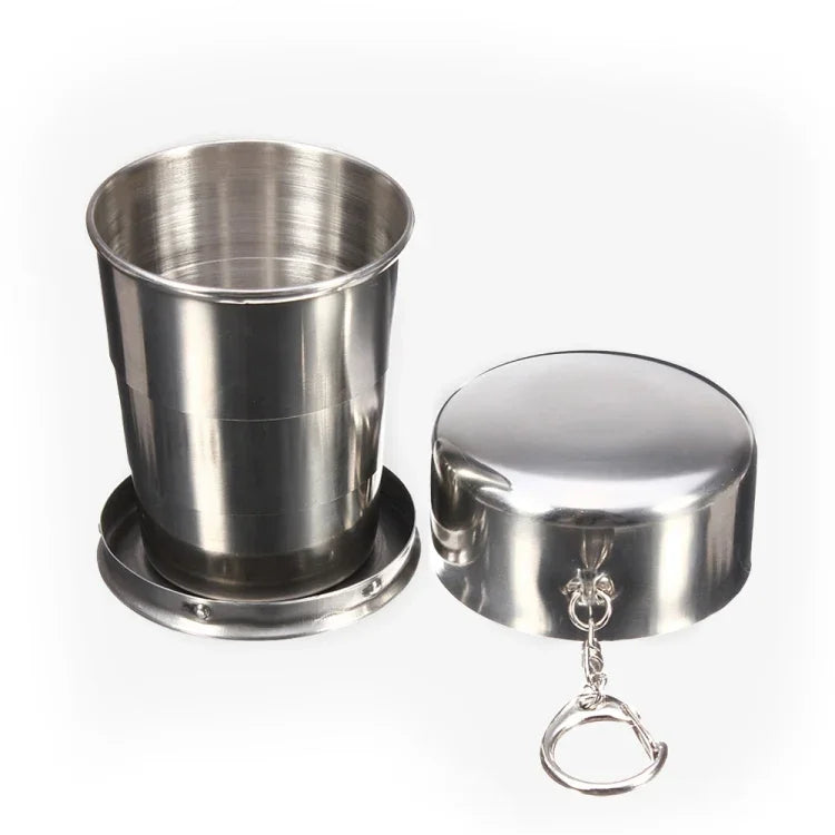 Edelstahl-Outdoor-Tasse mit Teleskopfunktion  Größe: 85 x 72 x 72 mm (Groß), Größe: 85 x 72 x 72 mm