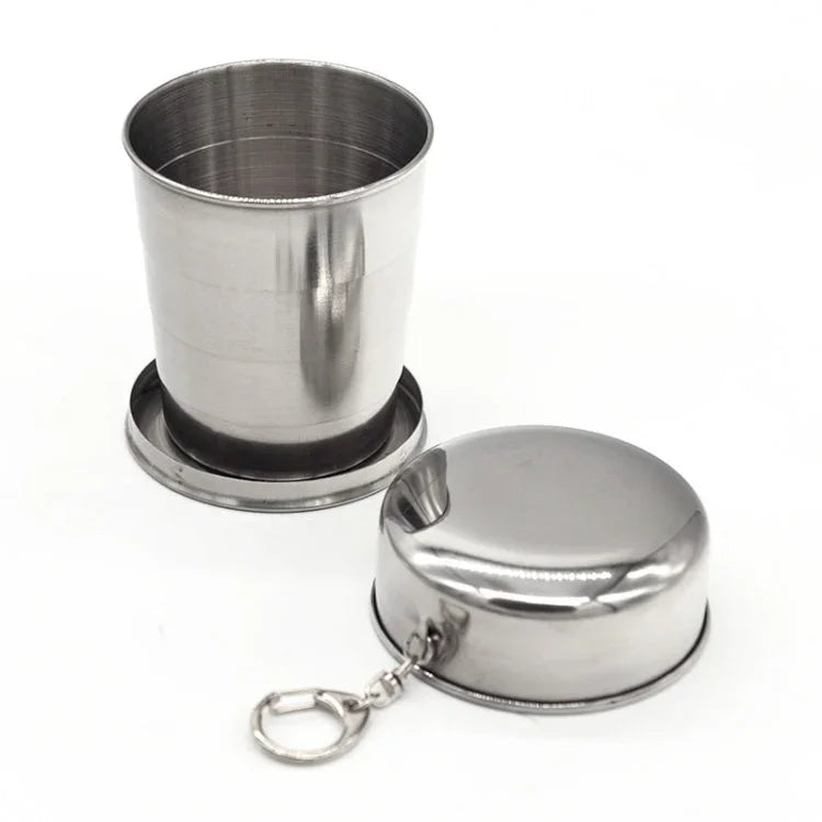 Edelstahl-Outdoor-Tasse mit Teleskopfunktion  Größe: 85 x 72 x 72 mm (Groß), Größe: 85 x 72 x 72 mm