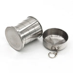 Edelstahl-Outdoor-Tasse mit Teleskopfunktion  Größe: 85 x 72 x 72 mm (Groß), Größe: 85 x 72 x 72 mm