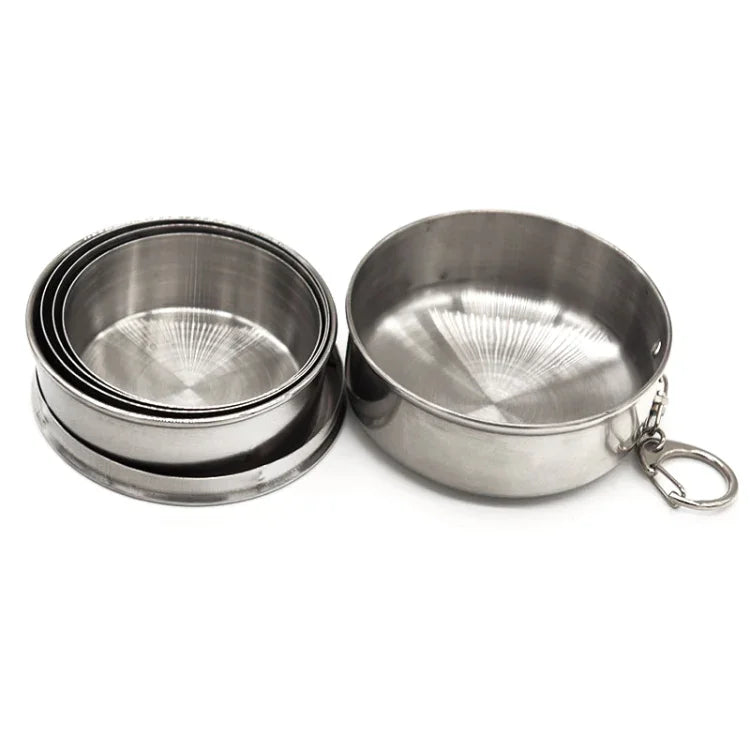 Edelstahl-Outdoor-Tasse mit Teleskopfunktion  Größe: 85 x 72 x 72 mm (Groß), Größe: 85 x 72 x 72 mm