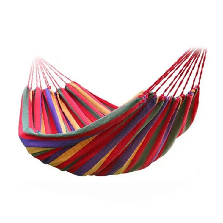 Rote gestreifte Einzel-Verbreiterung Camping Outdoor Leinwand Hängematte, Größe: 190cm x 100cm, 190cm x 100cm (Rot)