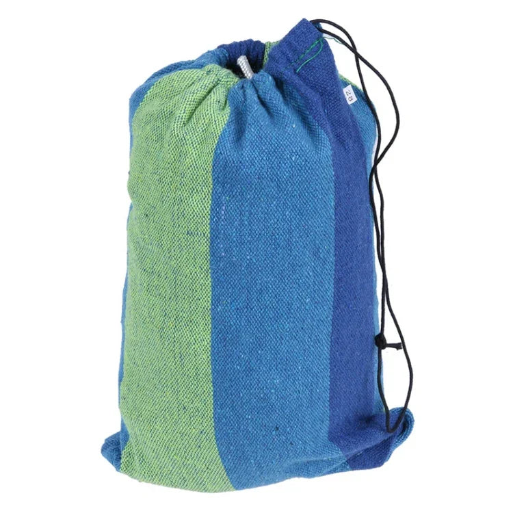 Blau gestreifte Camping-Hängematte aus Segeltuch, Einzelgröße 190 cm x 100 cm, 190 cm x 100 cm (Blau)