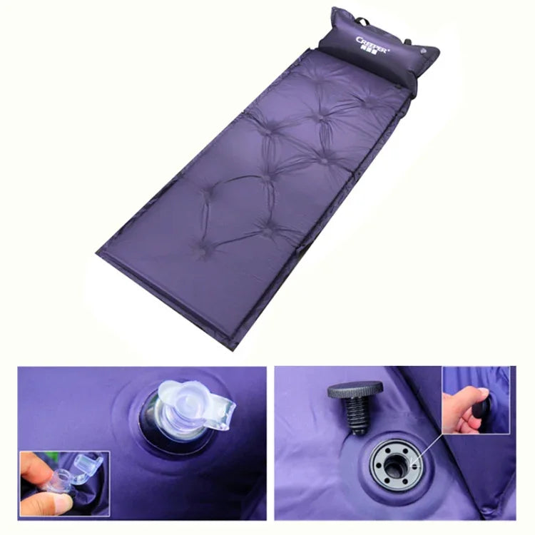 Automatische aufblasbare Isomatte Feuchtigkeitsbeständige Matte mit Kissen, 183x57x2.5cm Lila, 183x57x2.5cm Grün