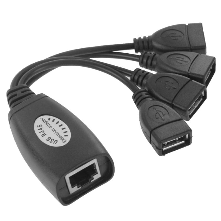 USB 2.0 CAT5 / CAT5E / CAT6 RJ45 zu 4 USB Ethernet Extender LAN Verlängerungskabel Repeater Adapter, 4 Ports USB