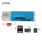 2 Stück Multi All-in-1 USB 2.0 Micro SD SDHC TF M2 MMC MS PRO DUO Kartenleser