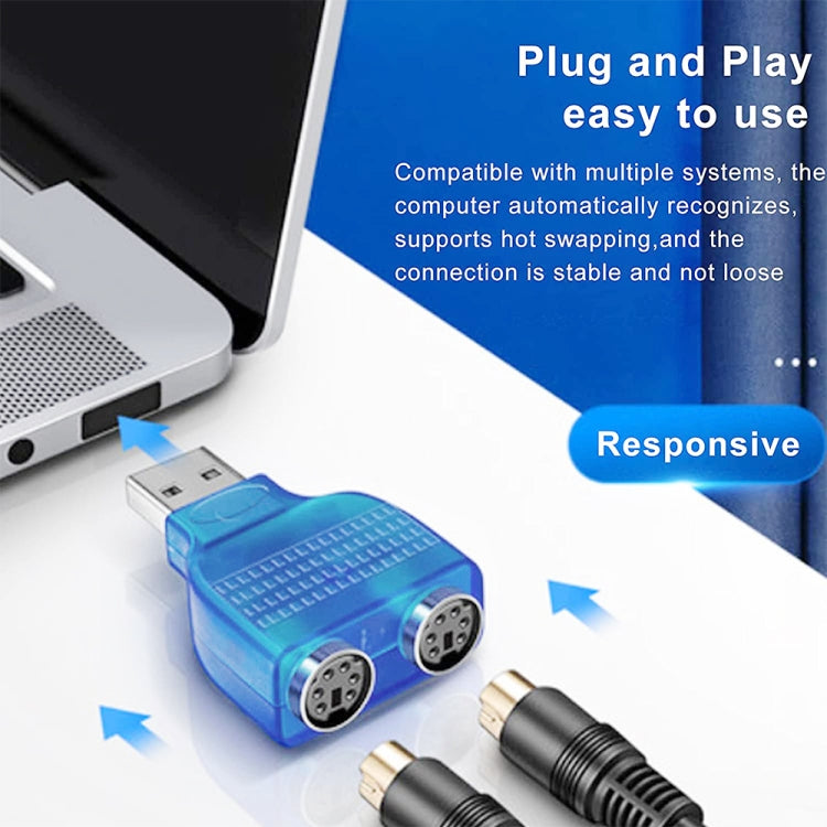 USB Stecker zu PS/2 Buchse Adapter für Maus / Tastatur, USB Stecker zu 2 PS/2 Buchsen