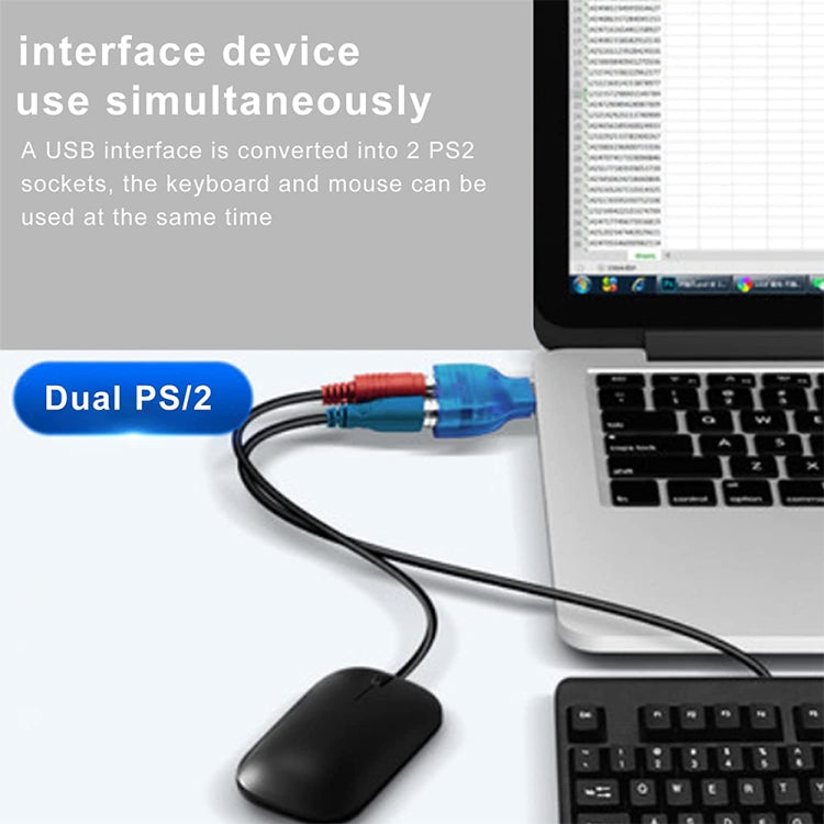 USB Stecker zu PS/2 Buchse Adapter für Maus / Tastatur, USB Stecker zu 2 PS/2 Buchsen