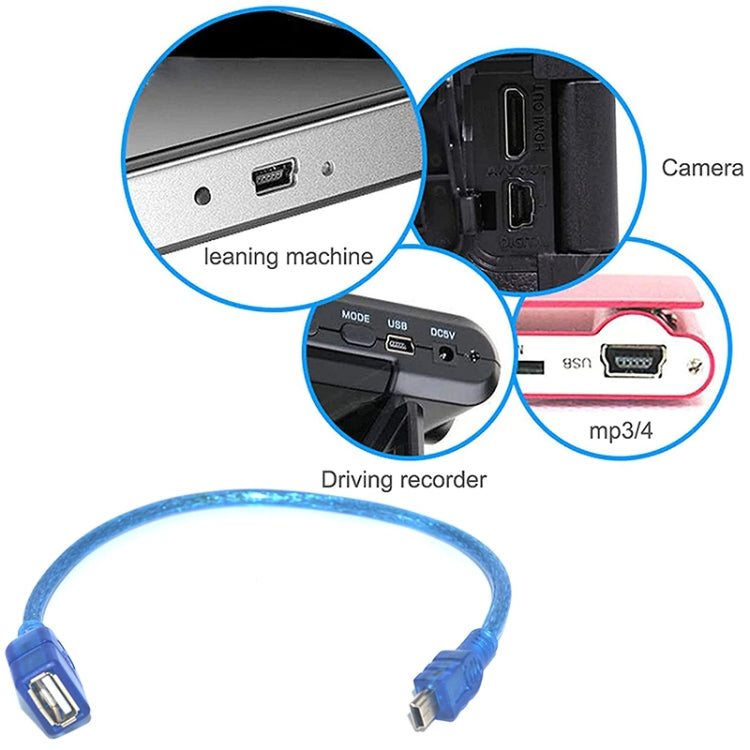 Mini 5-polig USB zu USB 2.0 AF OTG Adapterkabel, Länge: 22cm (Blau), 22cm