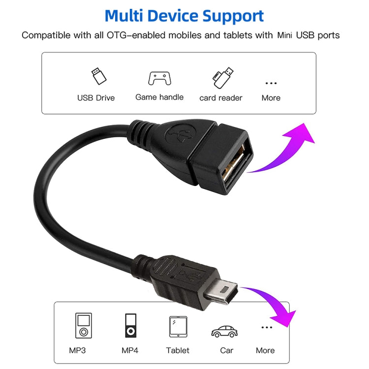 Mini 5-polig USB zu USB 2.0 AF OTG Adapterkabel, Mini USB, 12cm (Schwarz)