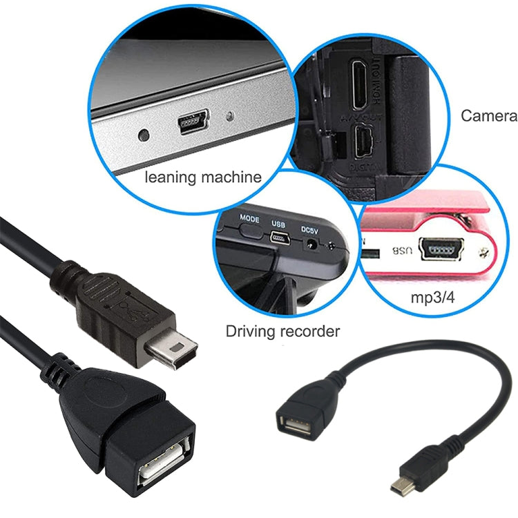 Mini 5-polig USB zu USB 2.0 AF OTG Adapterkabel, Mini USB, 12cm (Schwarz)