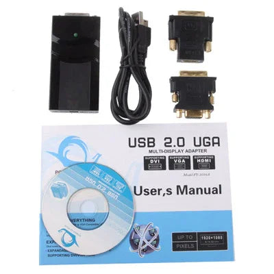 USB 2.0 auf DVI / VGA / HDMI Display Adapter, unterstützt Full HD 1080P, erweiterbar auf bis zu 6 Anzeigegeräte, USB 2.0 Auflösung: 1920*1080
