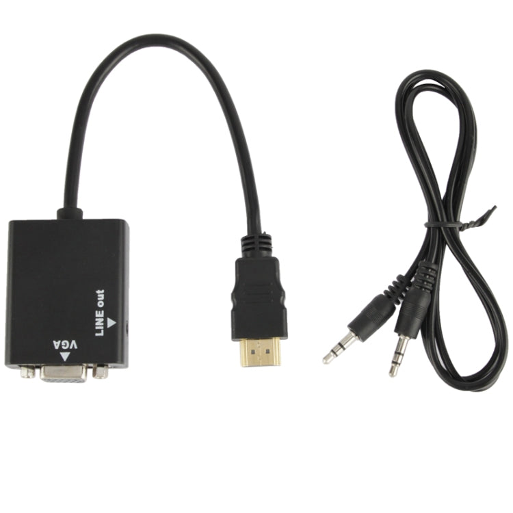 26cm HDMI zu VGA + Audio-Ausgang Video-Umwandlungskabel mit 3,5mm Audiokabel, unterstützt Full HD 1080P, Länge: 26cm