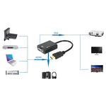 26cm HDMI zu VGA + Audio-Ausgang Video-Umwandlungskabel mit 3,5mm Audiokabel, unterstützt Full HD 1080P, Länge: 26cm