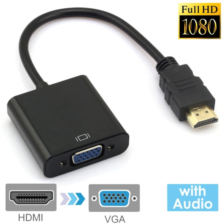 24cm Full HD 1080P HDMI zu VGA + Audio-Ausgangskabel für Computer / DVD / Digital-Set-Top-Box / Laptop / Handy / Mediaplayer, Länge: 24cm, Länge: 24cm (Weiß)
