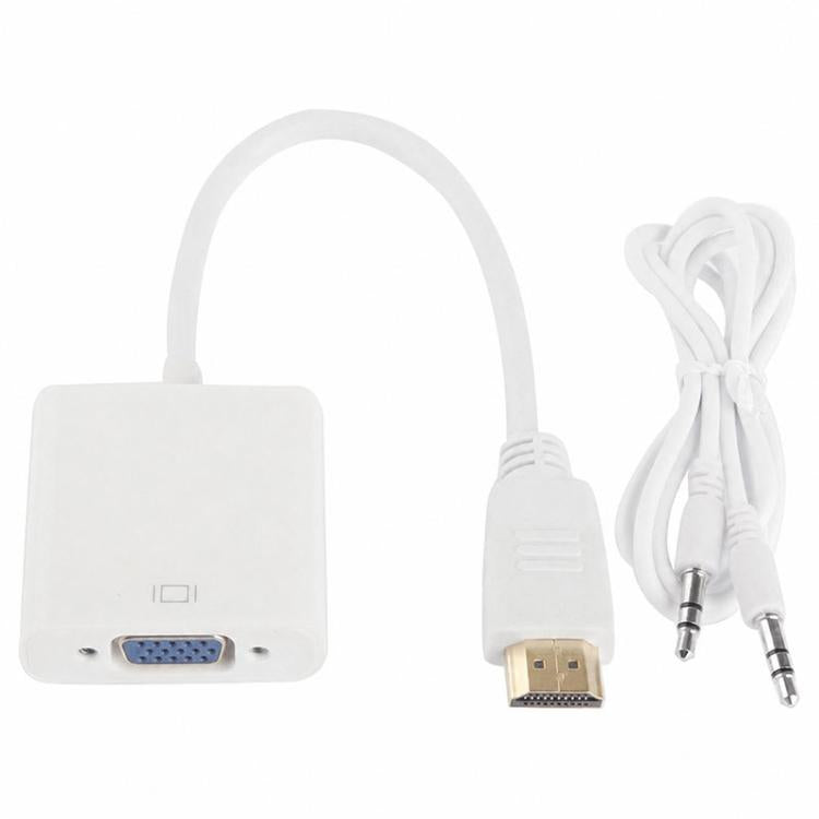 24cm Full HD 1080P HDMI zu VGA + Audio-Ausgangskabel für Computer / DVD / Digital-Set-Top-Box / Laptop / Handy / Mediaplayer, Länge: 24cm, Länge: 24cm (Weiß)